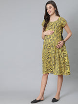 Yellow & Black Animal Print Dress - Elganza