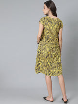 Yellow & Black Animal Print Dress - Elganza