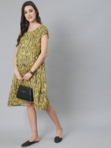 Yellow & Black Animal Print Dress - Elganza