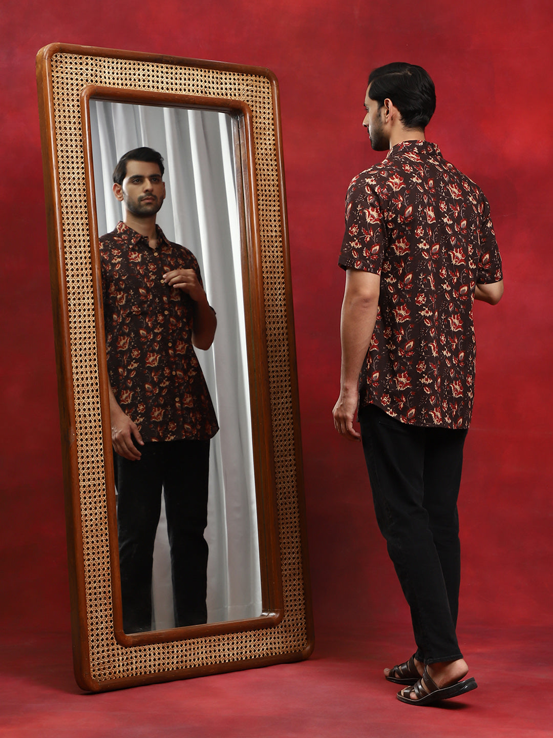 Brown Floral Printed Shirt - Elganza