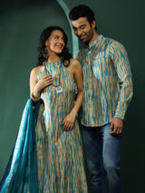 Cream Shibori Print Couple Combo - Elganza