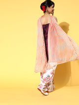 Purple Gold Print Kurta Palazzo With Dupatta - Elganza