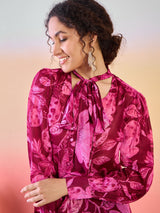Burgundy Floral Print Shirt - Elganza
