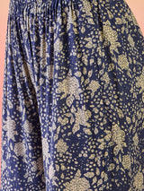 Navy Blue Floral Print Kurta Sharara Set - Elganza