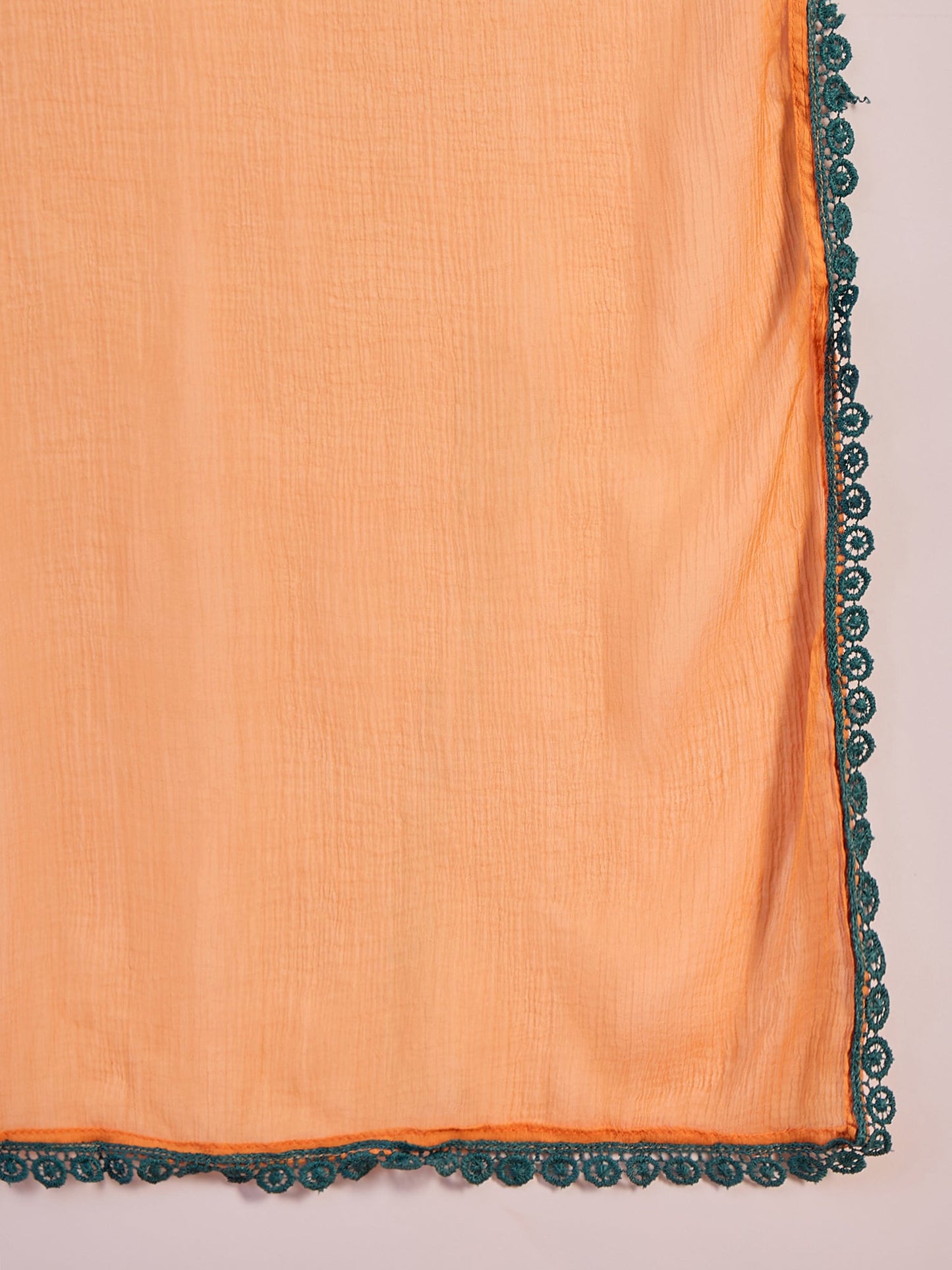 Orange Floral Print Anarkali Churidar With Dupatta - Elganza
