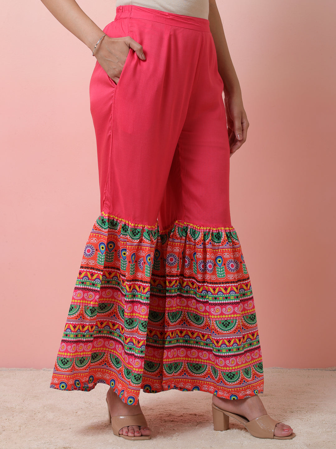 Pink Kurta With Sharara - Elganza