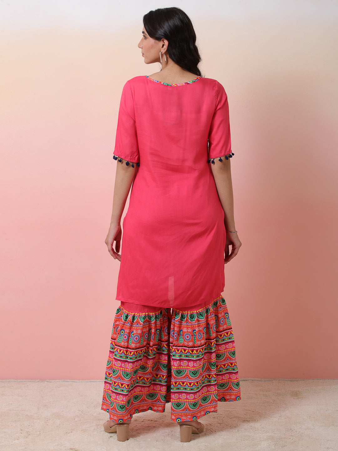 Pink Kurta With Sharara - Elganza