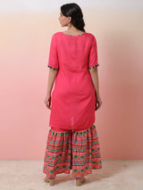 Pink Kurta With Sharara - Elganza