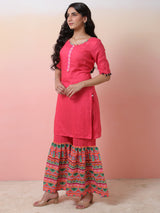 Pink Kurta With Sharara - Elganza