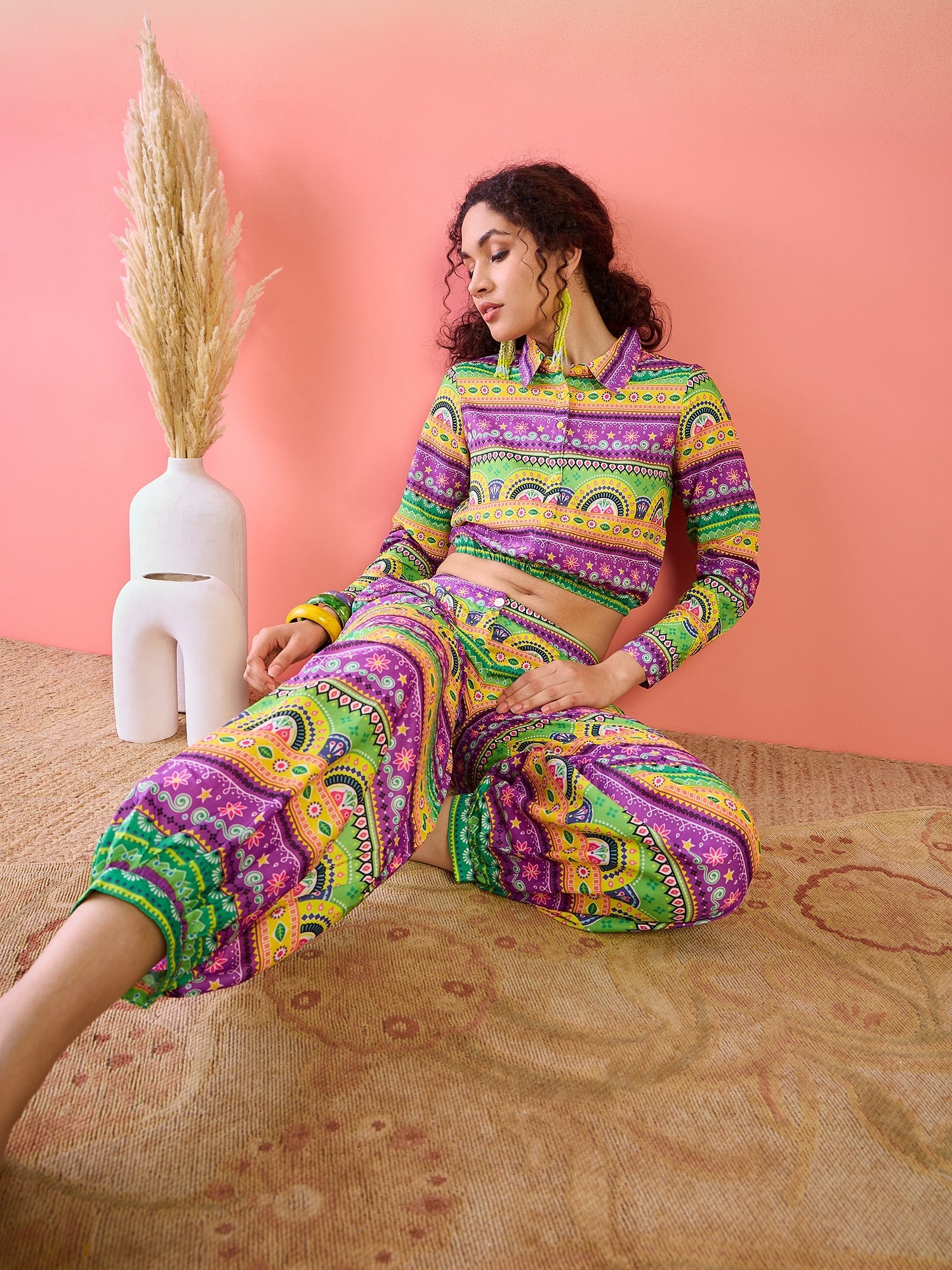 Multicolor Truck Art Co Ord Set with Afghani pants - Elganza