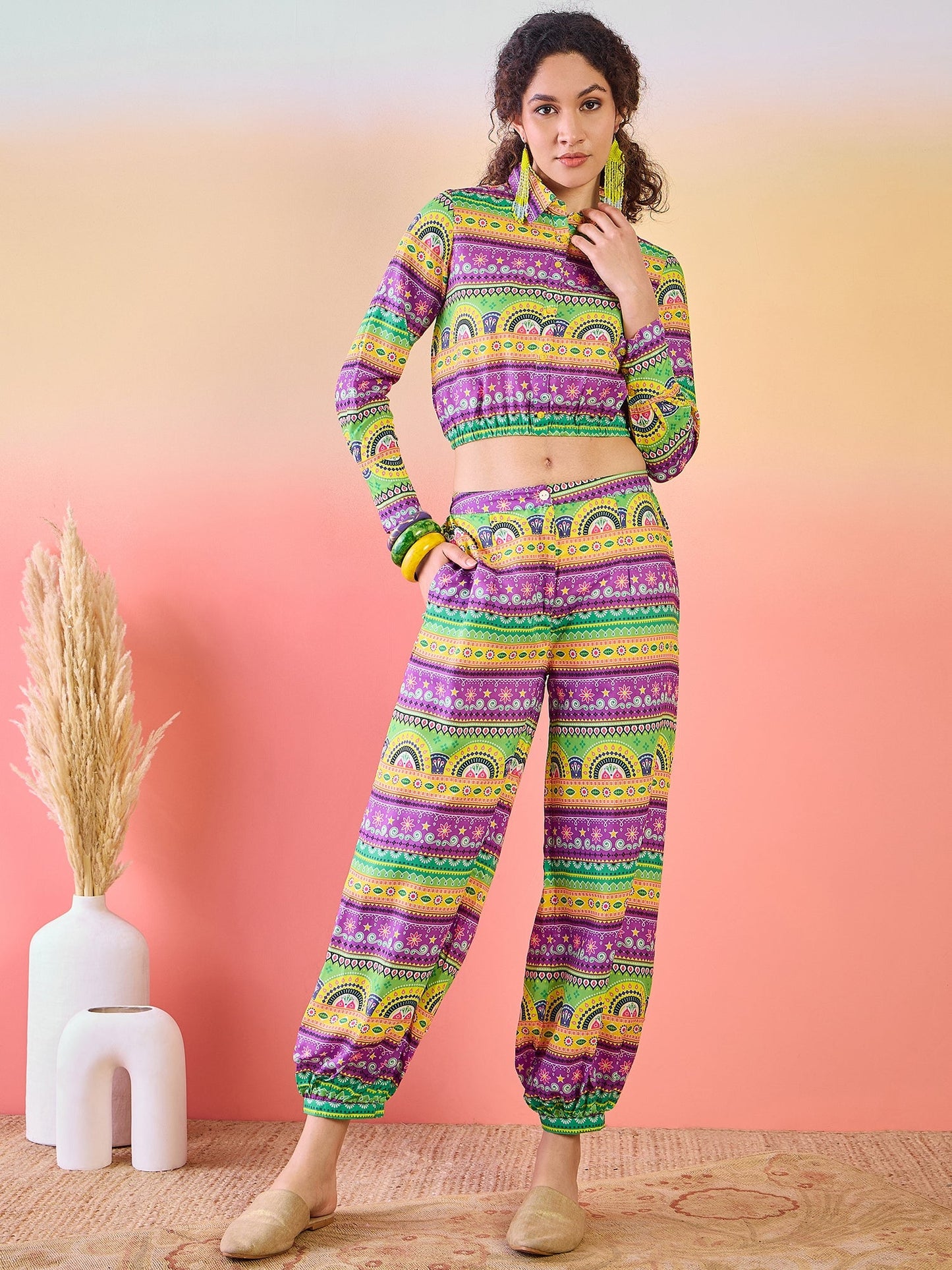 Multicolor Truck Art Co Ord Set with Afghani pants - Elganza