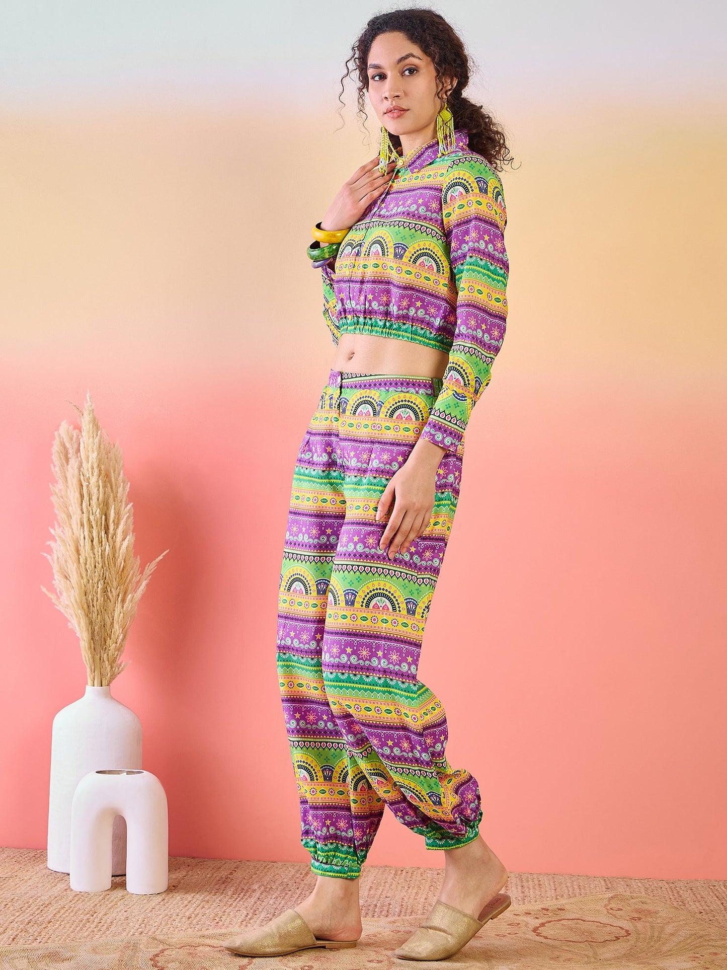 Multicolor Truck Art Co Ord Set with Afghani pants - Elganza