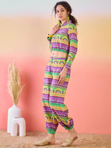 Multicolor Truck Art Co Ord Set with Afghani pants - Elganza