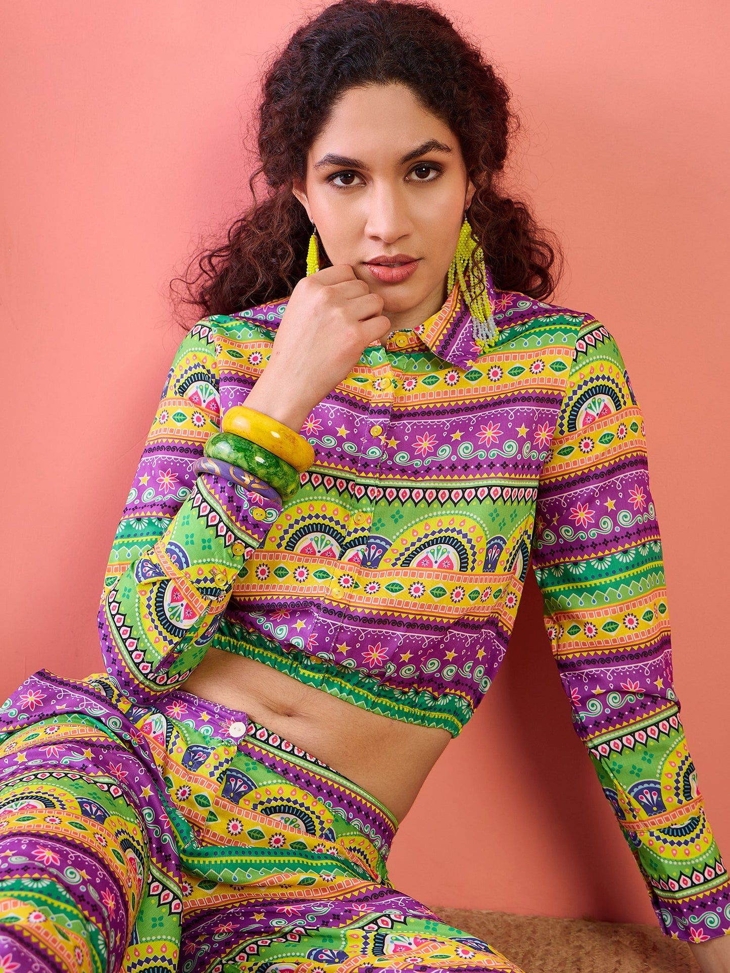 Multicolor Truck Art Co Ord Set with Afghani pants - Elganza