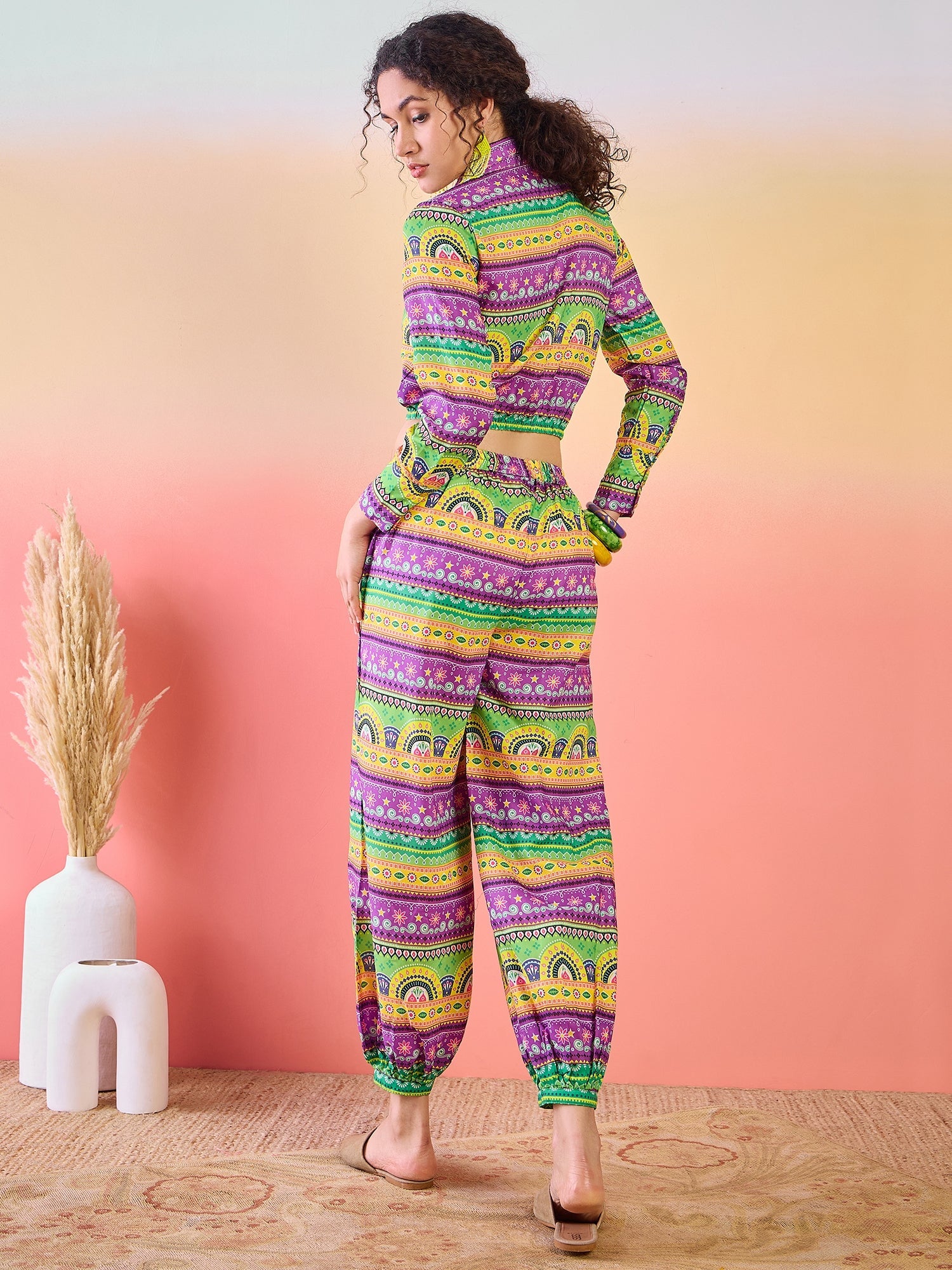 Multicolor Truck Art Co Ord Set with Afghani pants - Elganza