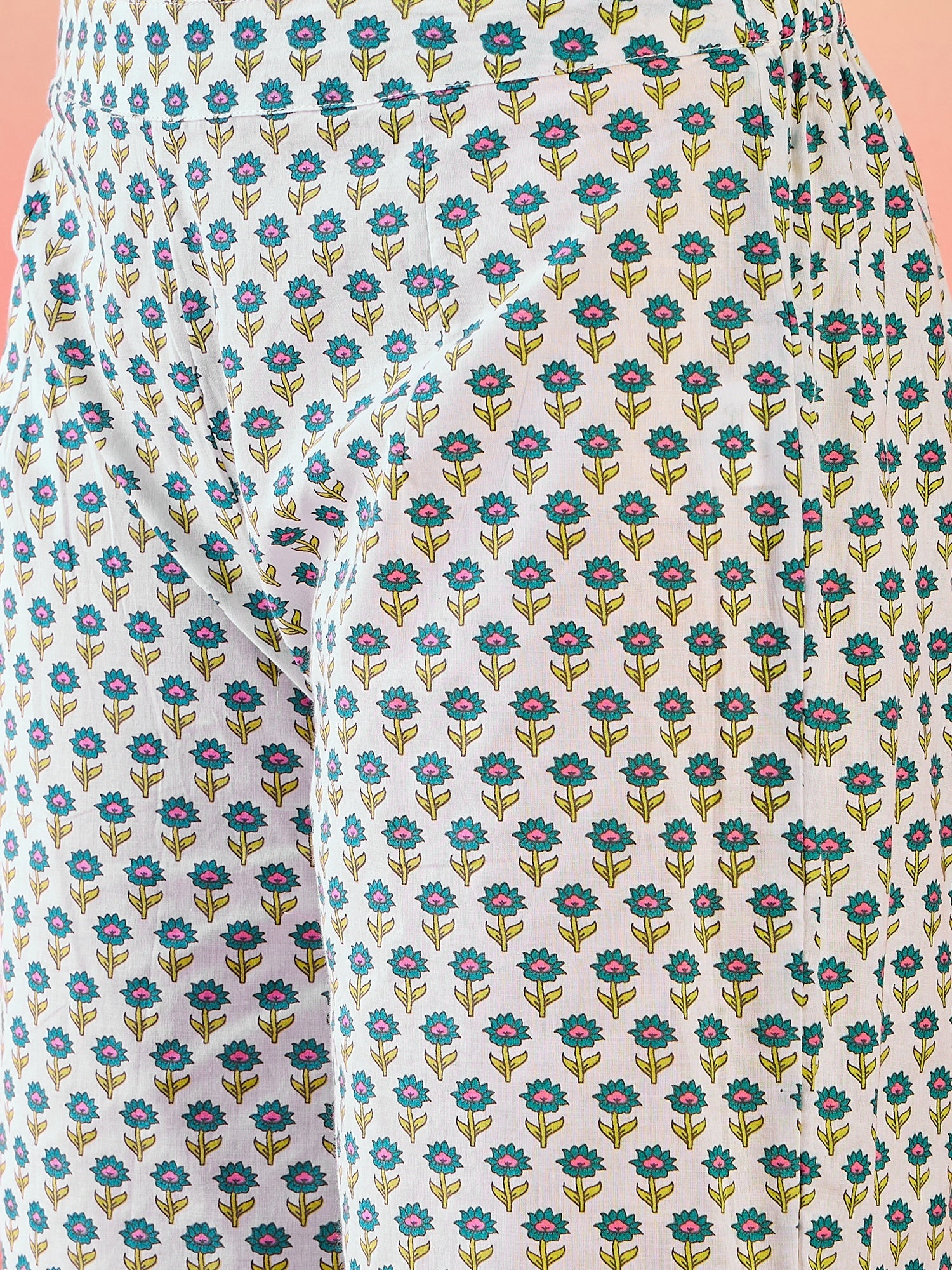 Green Floral Print Kurta Palazzo With Ruffle Dupatta - Elganza