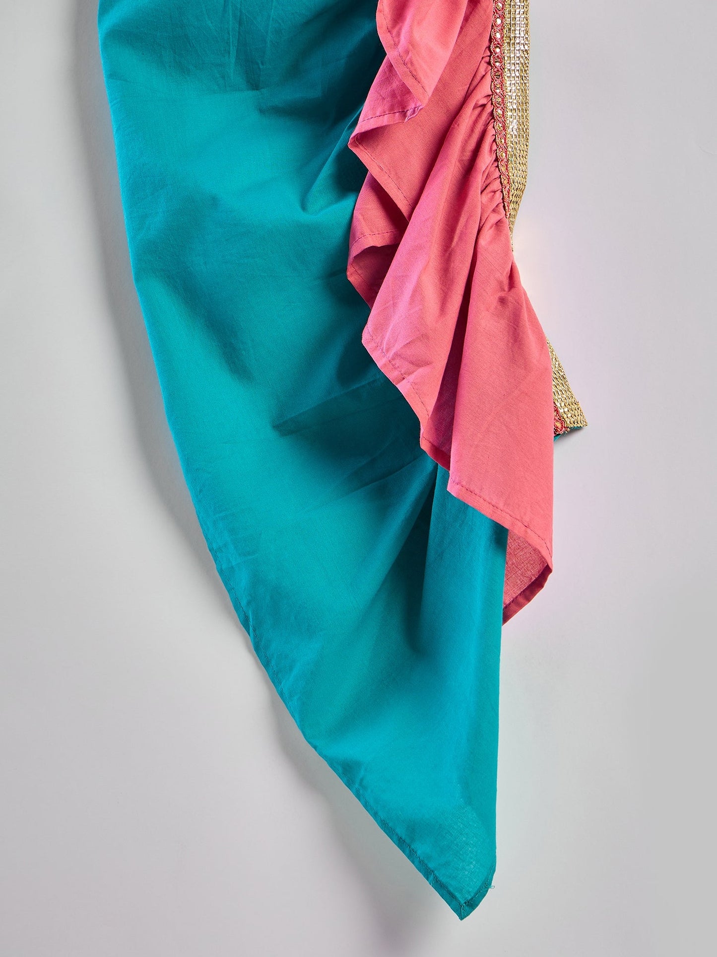 Green Floral Print Kurta Palazzo With Ruffle Dupatta - Elganza