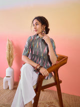 Grey Ikat Design Tunic - Elganza