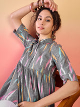 Grey Ikat Design Tunic - Elganza