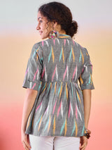 Grey Ikat Design Tunic - Elganza