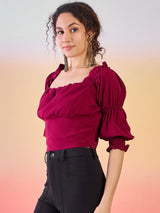 Wine Gathered Top - Elganza
