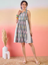 Grey Ikat Skater Dress - Elganza