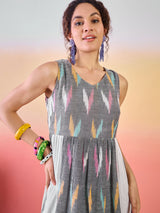 Grey Ikat Skater Dress - Elganza