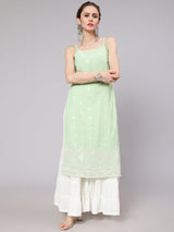 Sea Green Sequin Embroidered Kurta - Elganza