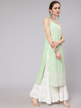 Sea Green Sequin Embroidered Kurta - Elganza