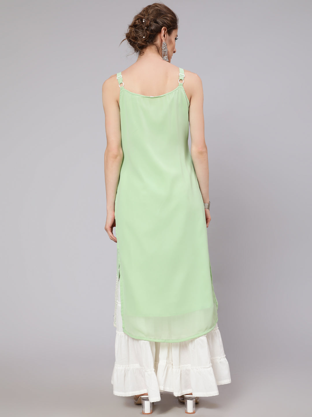 Sea Green Sequin Embroidered Kurta - Elganza