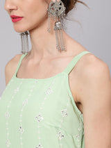 Sea Green Sequin Embroidered Kurta - Elganza