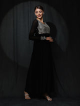 Black Sequin Box Pleated Maxi Dress - Elganza