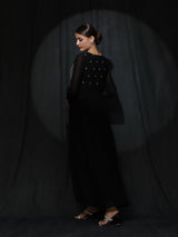 Black Sequin Box Pleated Maxi Dress - Elganza