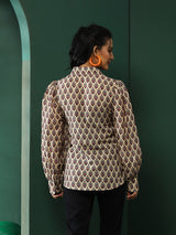 Cream Floral Print Shirt - Elganza