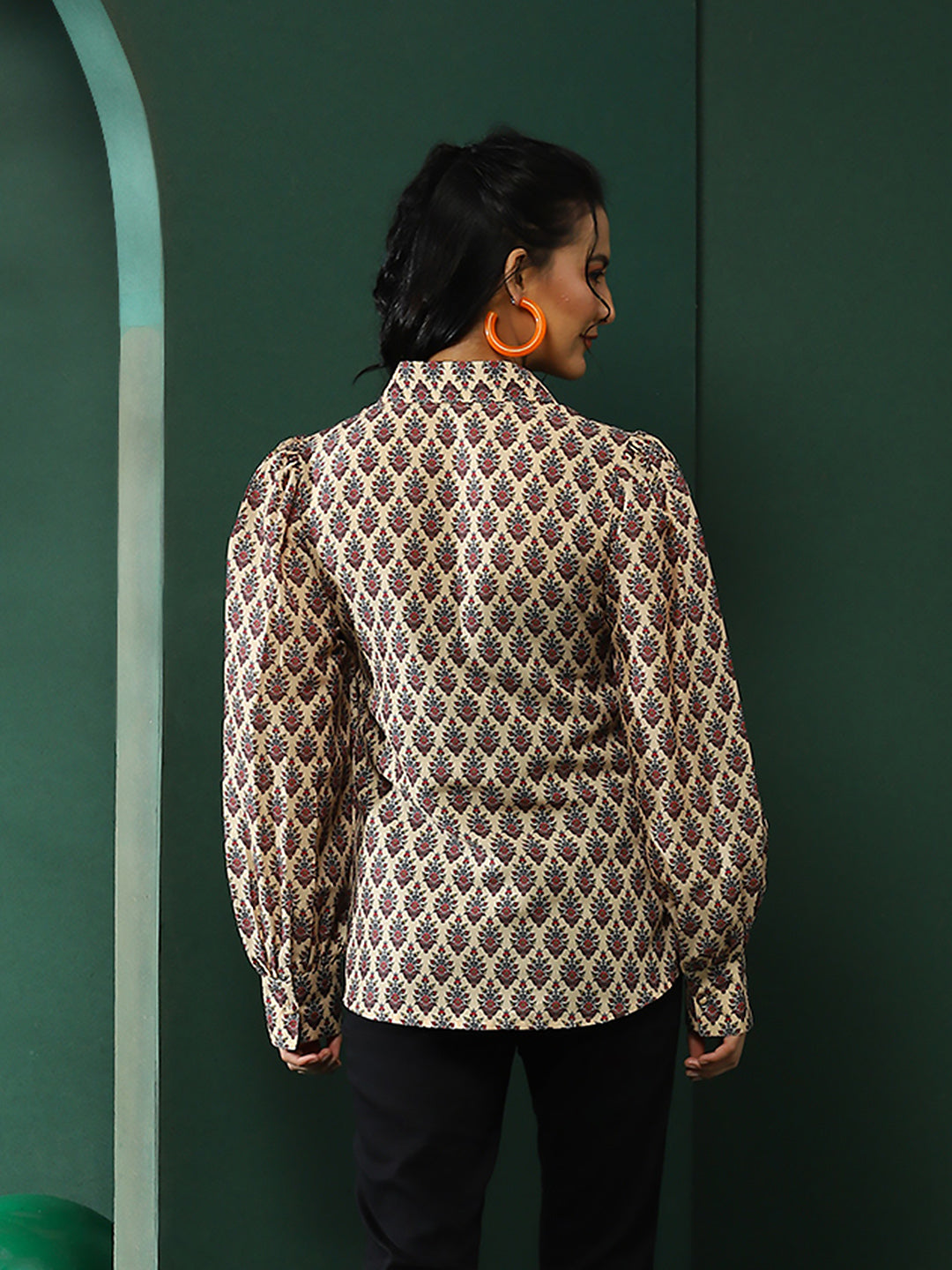 Cream Floral Print Shirt - Elganza