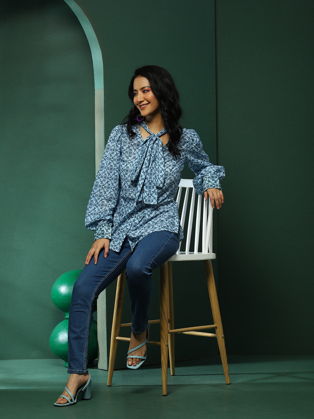 Blue Ethnic Motifs Shirt - Elganza