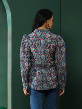 Blue Ethnic Motifs Shirt - Elganza