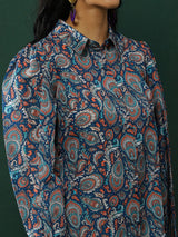 Blue Ethnic Motifs Shirt - Elganza