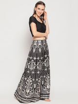 Black Foil Print Lehenga Choli With Dupatta - Elganza