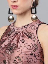 Mauve Flock Print Lehenga Choli With Dupatta - Elganza