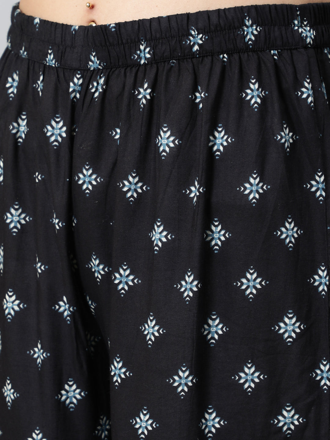 Black Printed Kurta Sharara With Dupatta - Elganza
