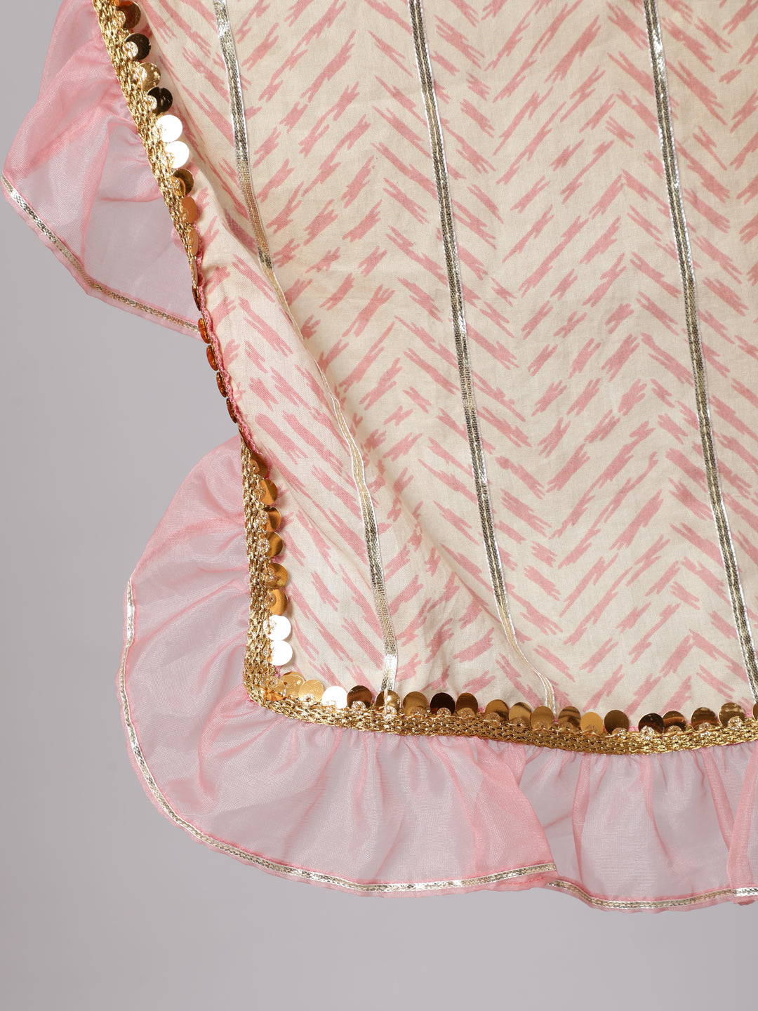 Cream & Peach Floral Print Kurta Sharara With Dupatta - Elganza