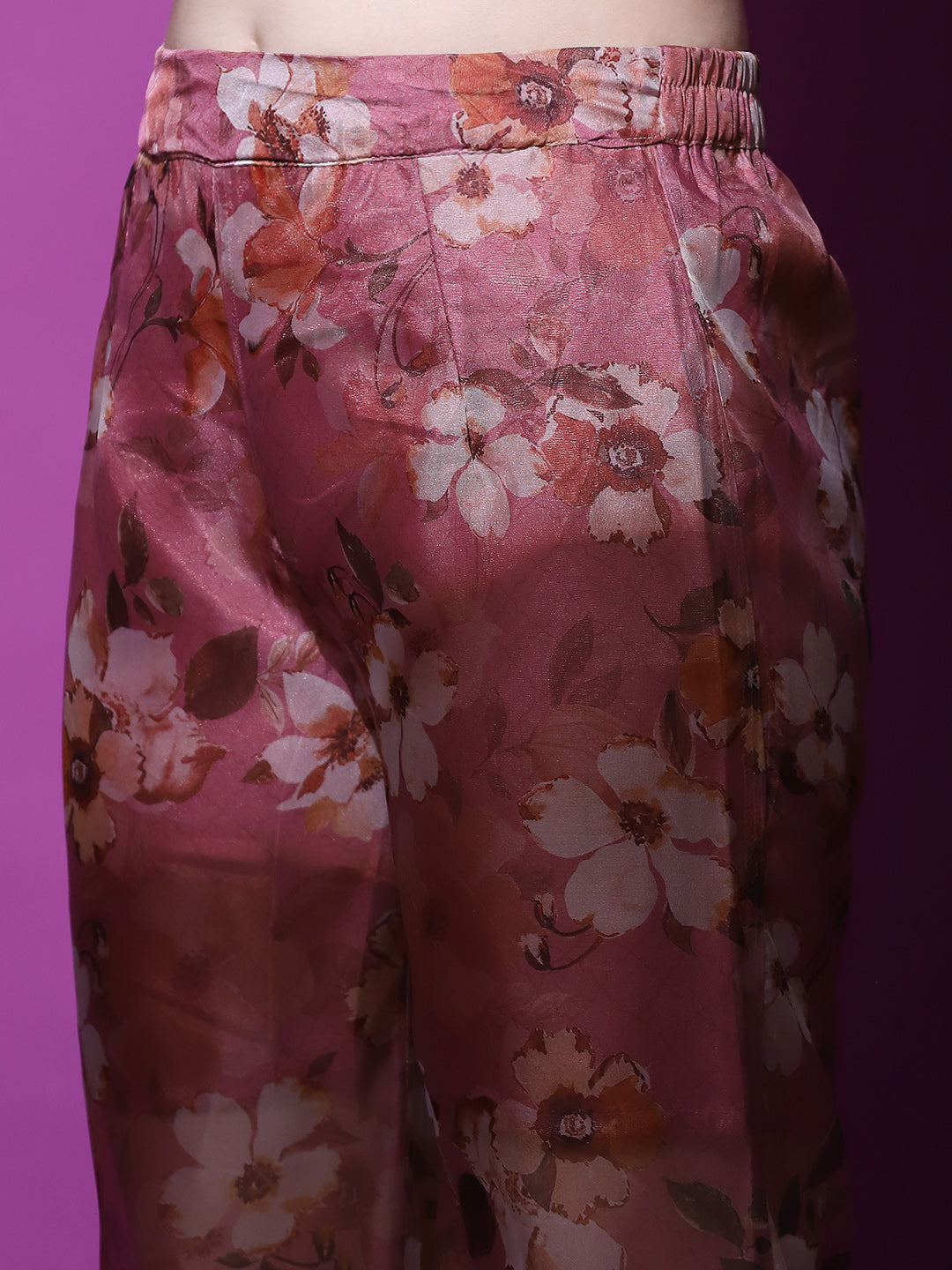 Burgundy Mirror Work Kurta With Balloon Palazzo - Elganza