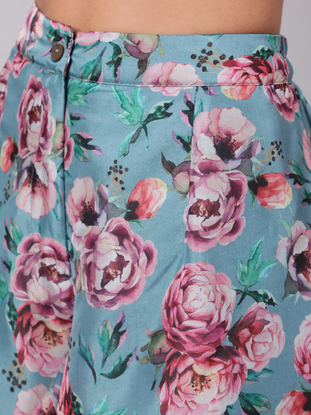 Blue Floral Print Kurta Palazzo With Dupatta - Elganza