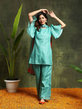 Green Bandhani Print Couple Combo - Elganza