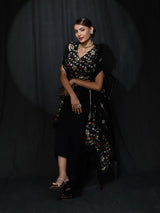 Black Embroidered Co-Ords Set - Elganza