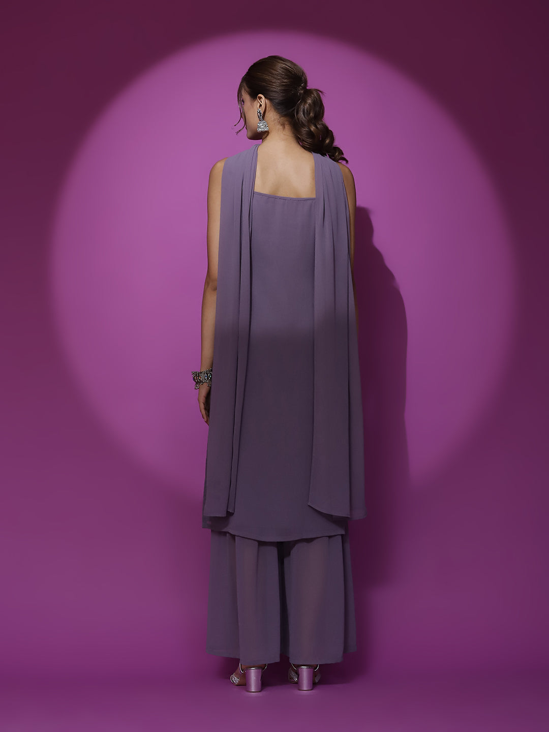Lavender Sequin Kurta Sharara With Dupatta - Elganza