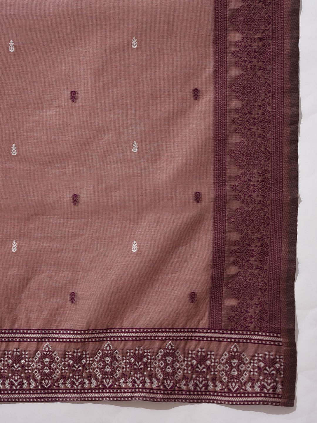 Rust Woven Designed Kurta Palazzo With Dupatta - Elganza