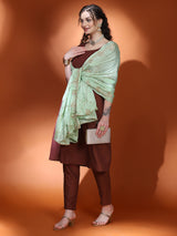 Brown Sequin A-Line Kurta Pant With Dupatta - Elganza
