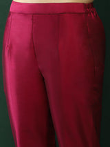 Purple Patch Work Kurta Pant With Dupatta - Elganza